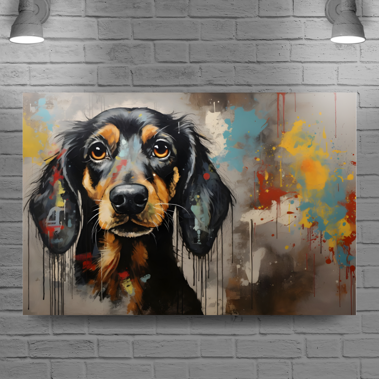 Dachshund Drip  Deluxe Box Landscape Canvas Prints