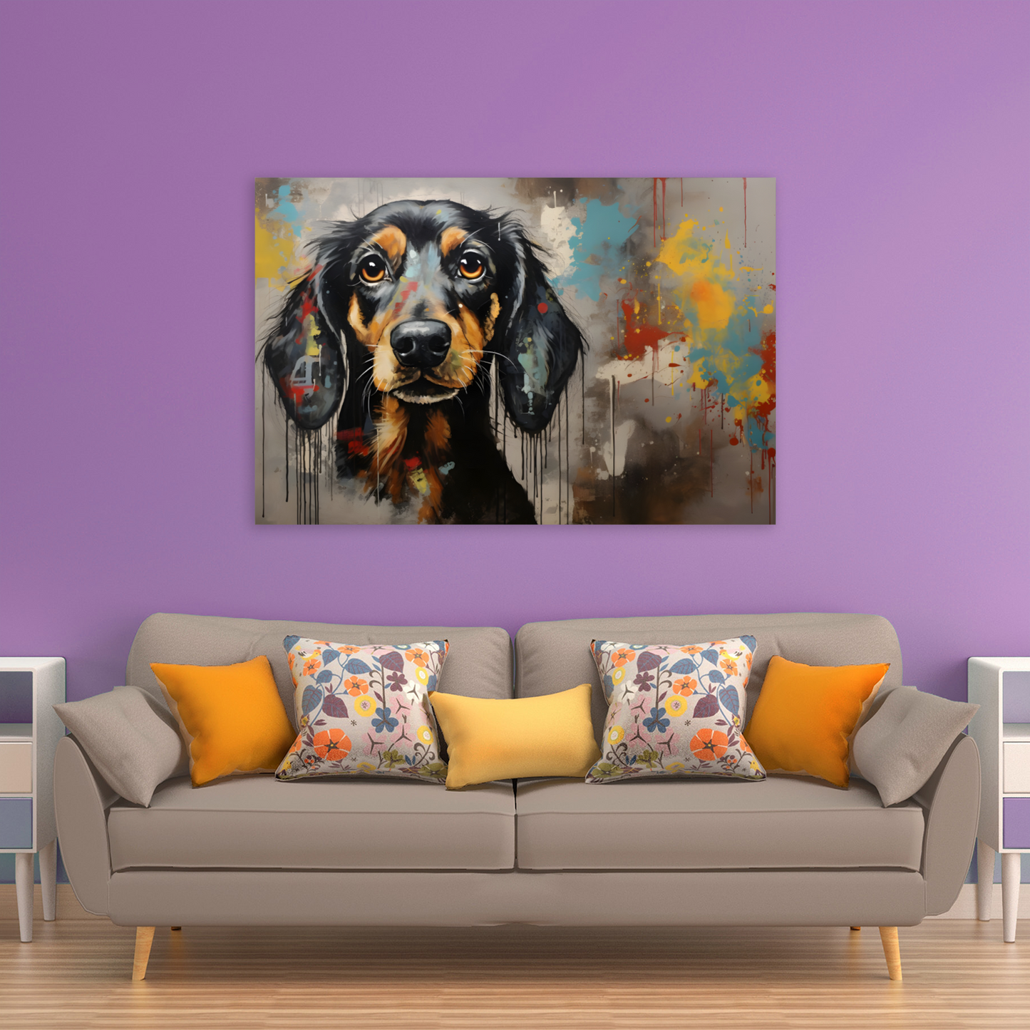 Dachshund Drip  Deluxe Box Landscape Canvas Prints