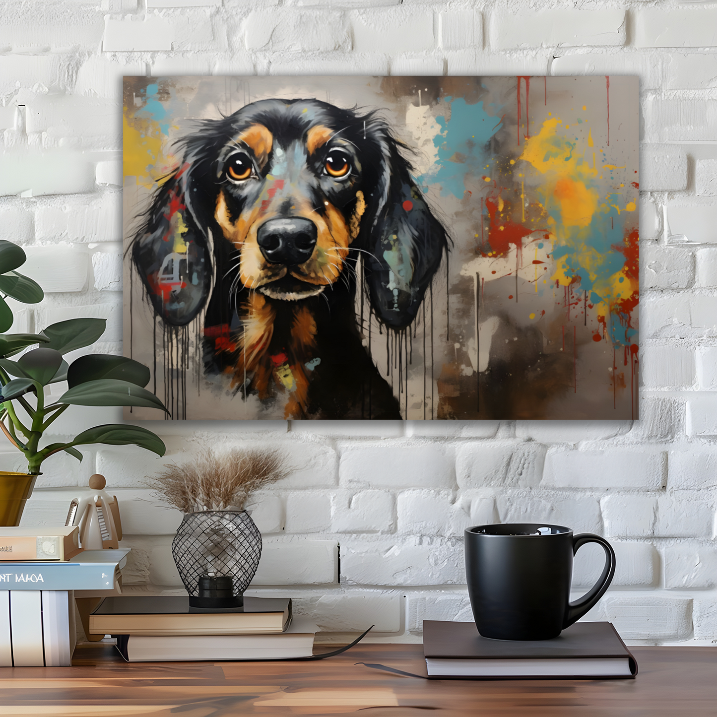 Dachshund Drip  Deluxe Box Landscape Canvas Prints