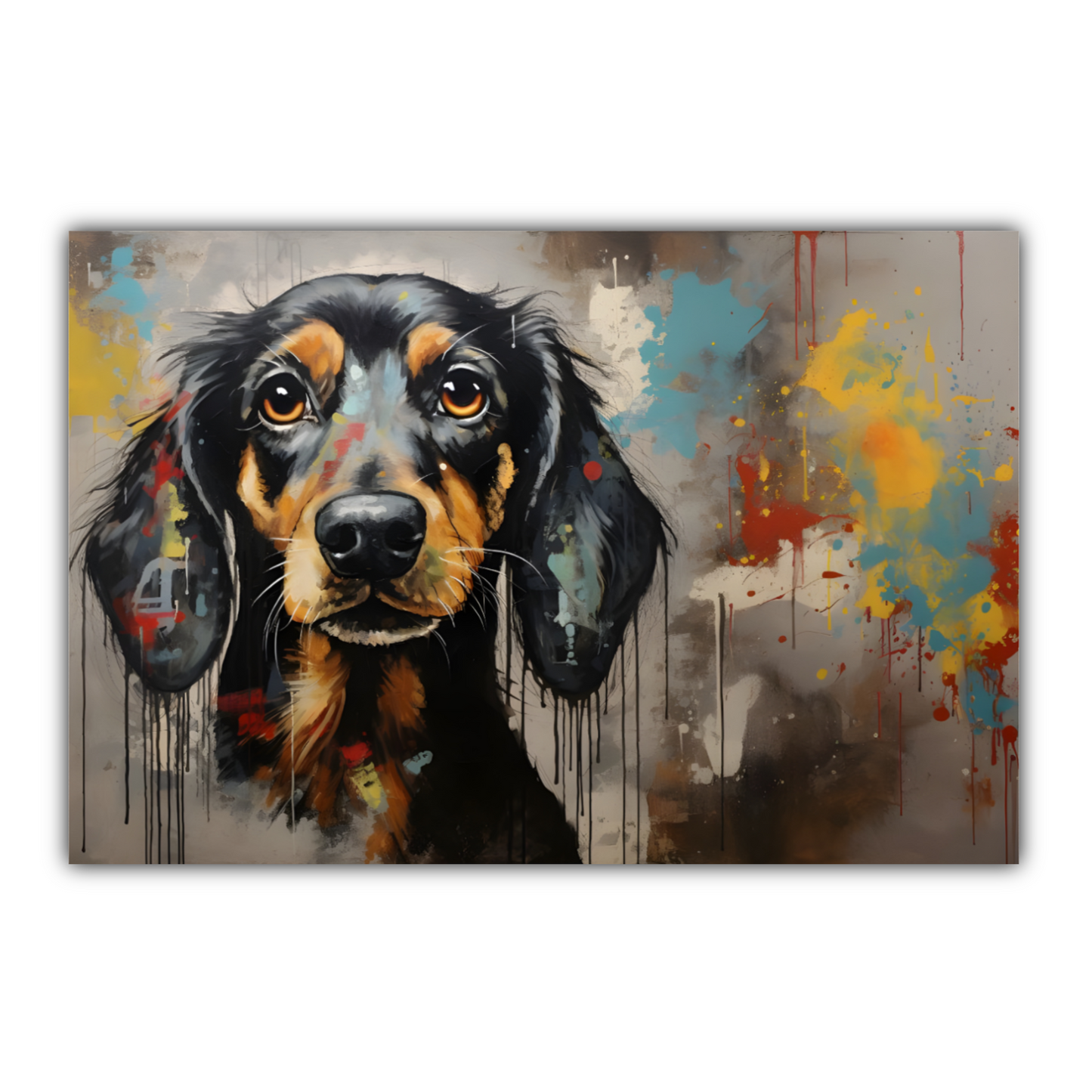 Dachshund Drip  Deluxe Box Landscape Canvas Prints