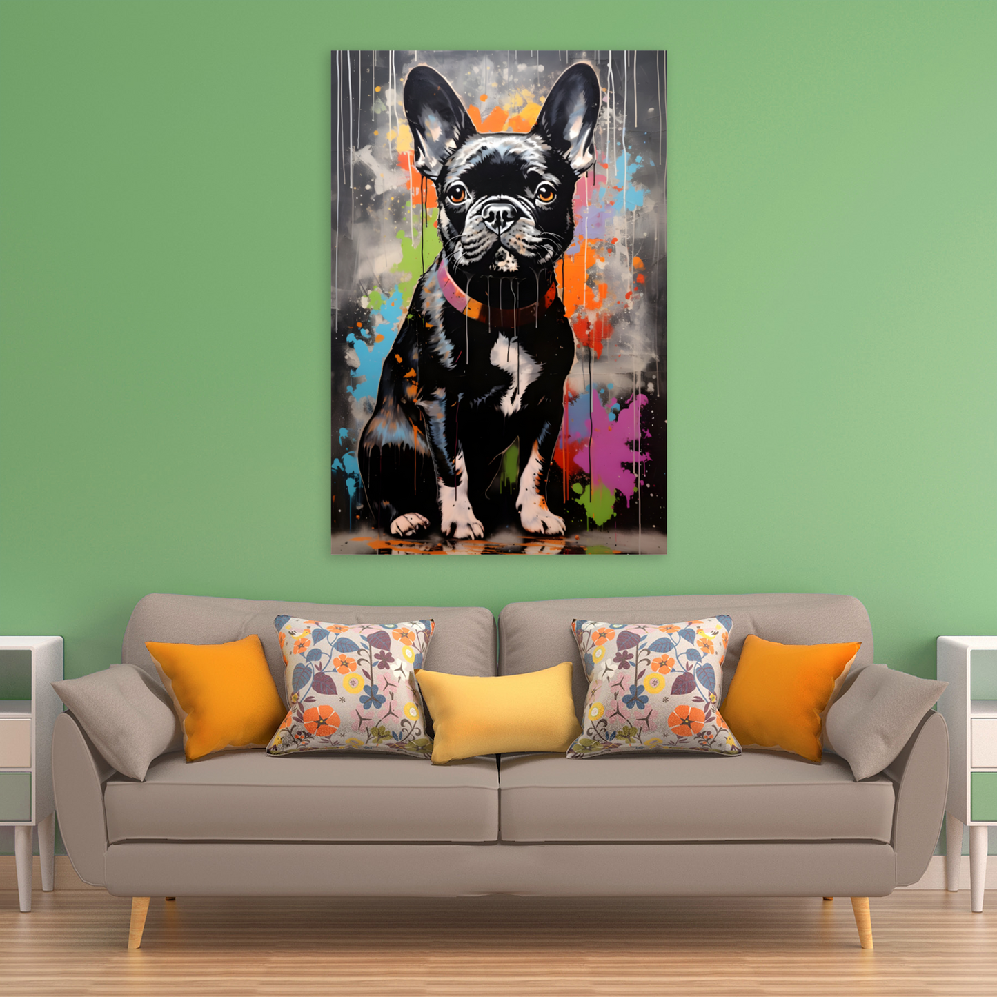 Frenchie Fizz  Deluxe Box Portrait Canvas Prints