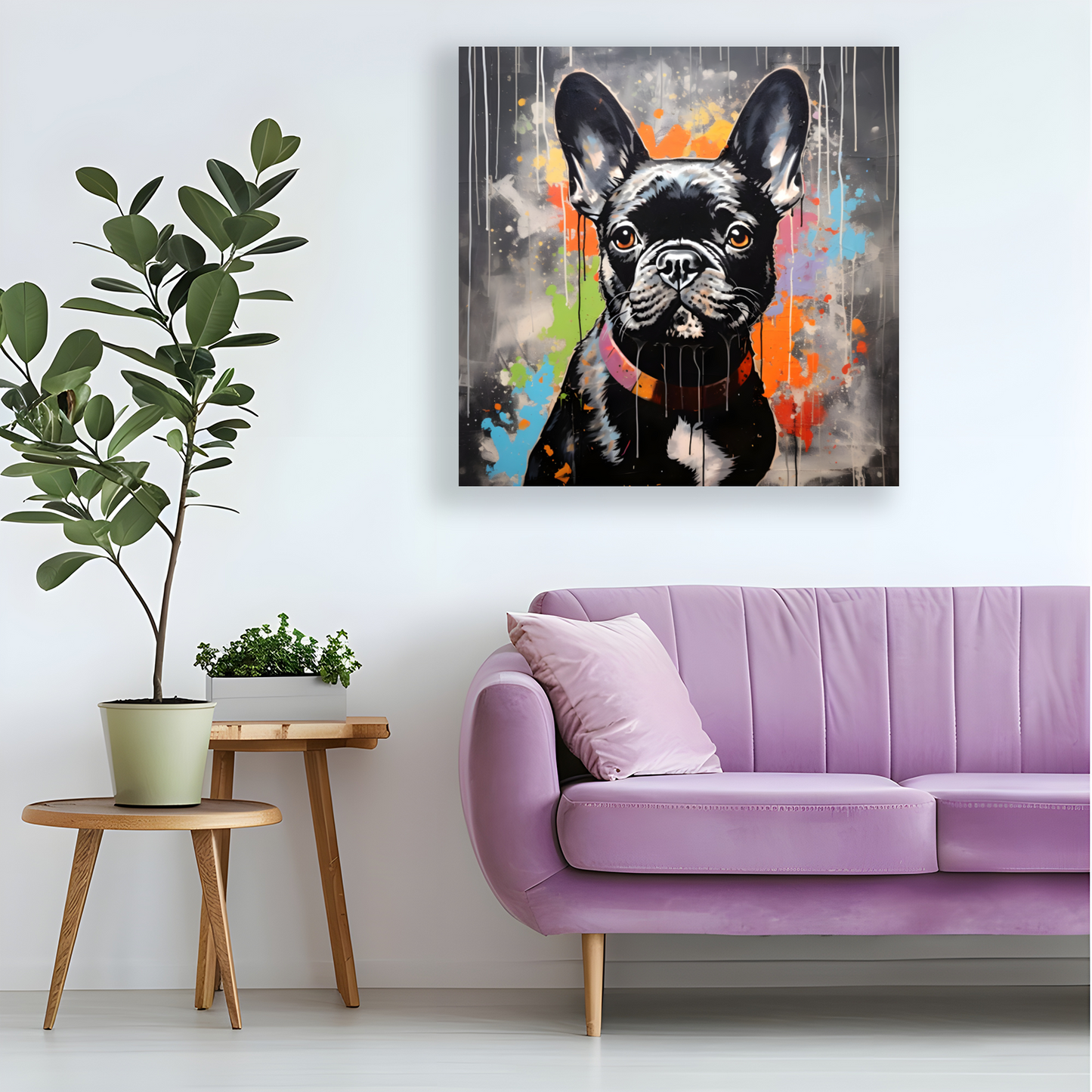 Frenchie Fizz  Deluxe Box Square Canvas Prints