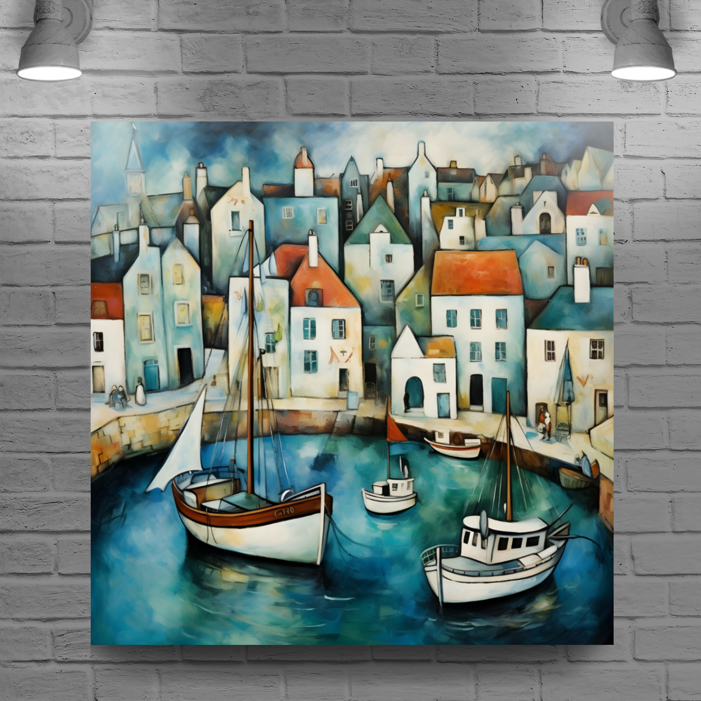 Harbour Hues  Deluxe Box Square Canvas Prints