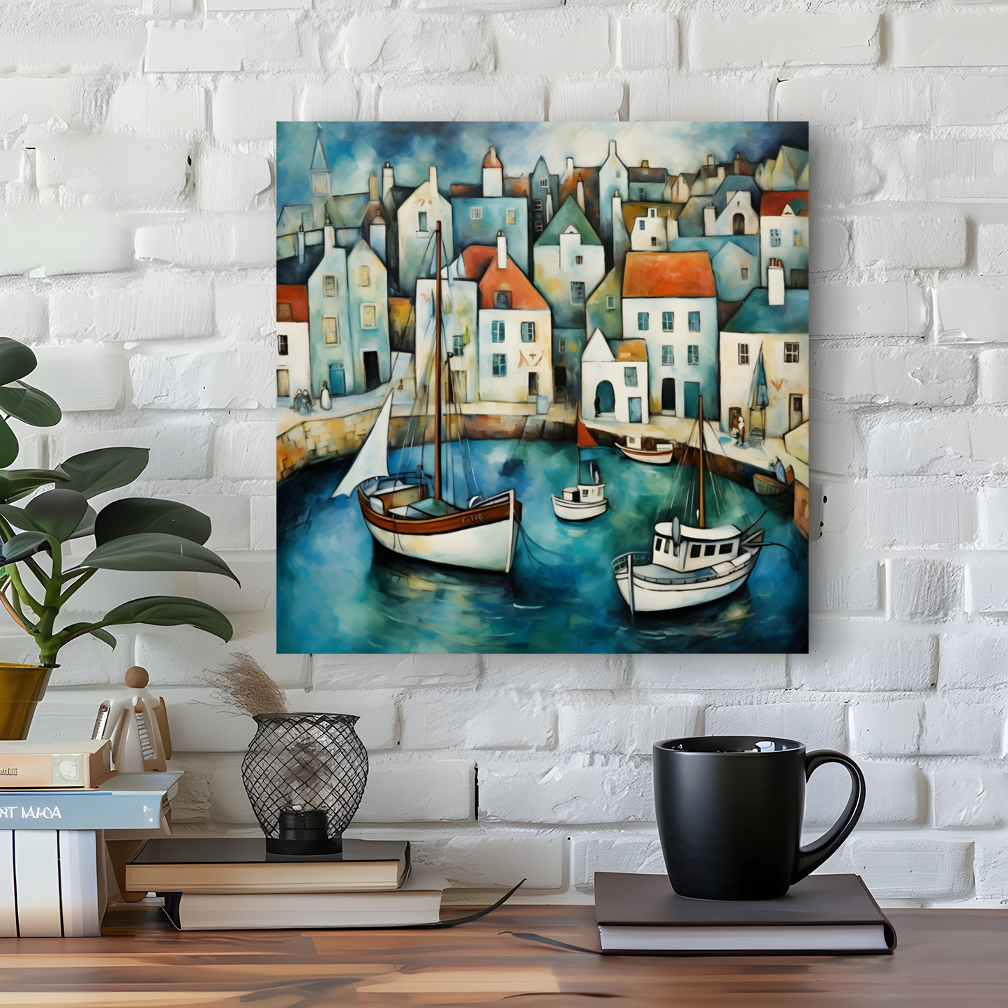 Harbour Hues  Deluxe Box Square Canvas Prints