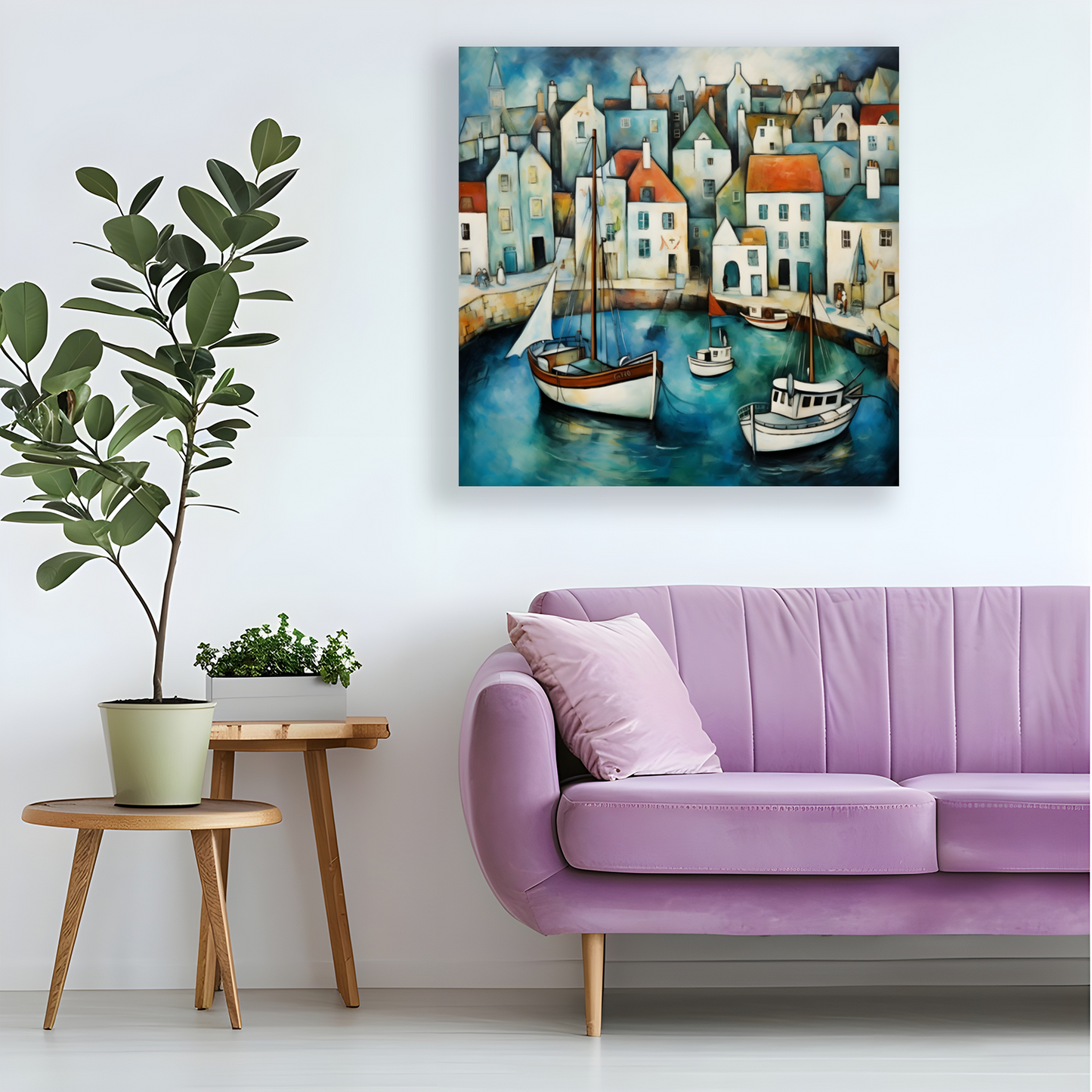 Harbour Hues  Deluxe Box Square Canvas Prints