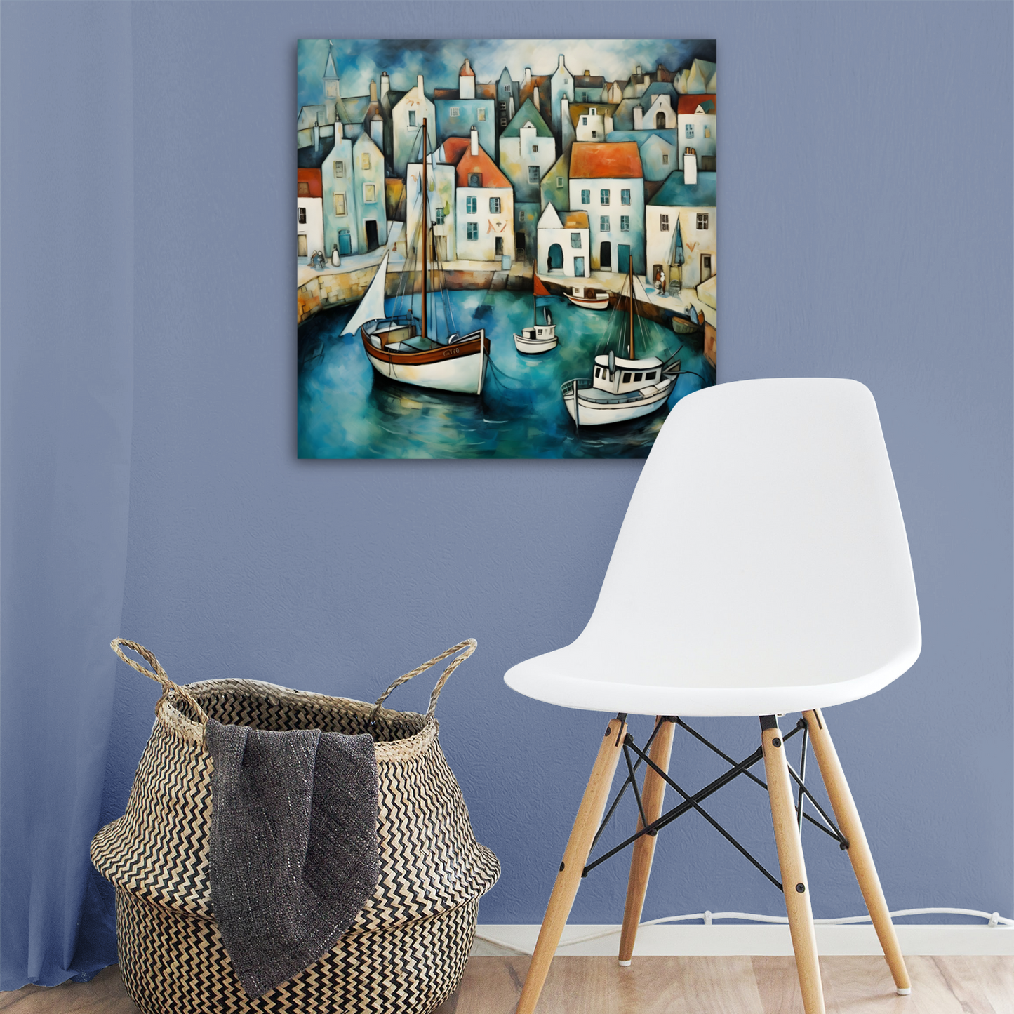 Harbour Hues  Deluxe Box Square Canvas Prints