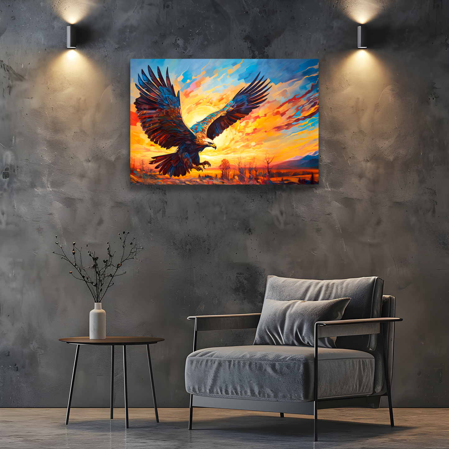 Golden Eagle Deluxe Box Landscape Canvas Print