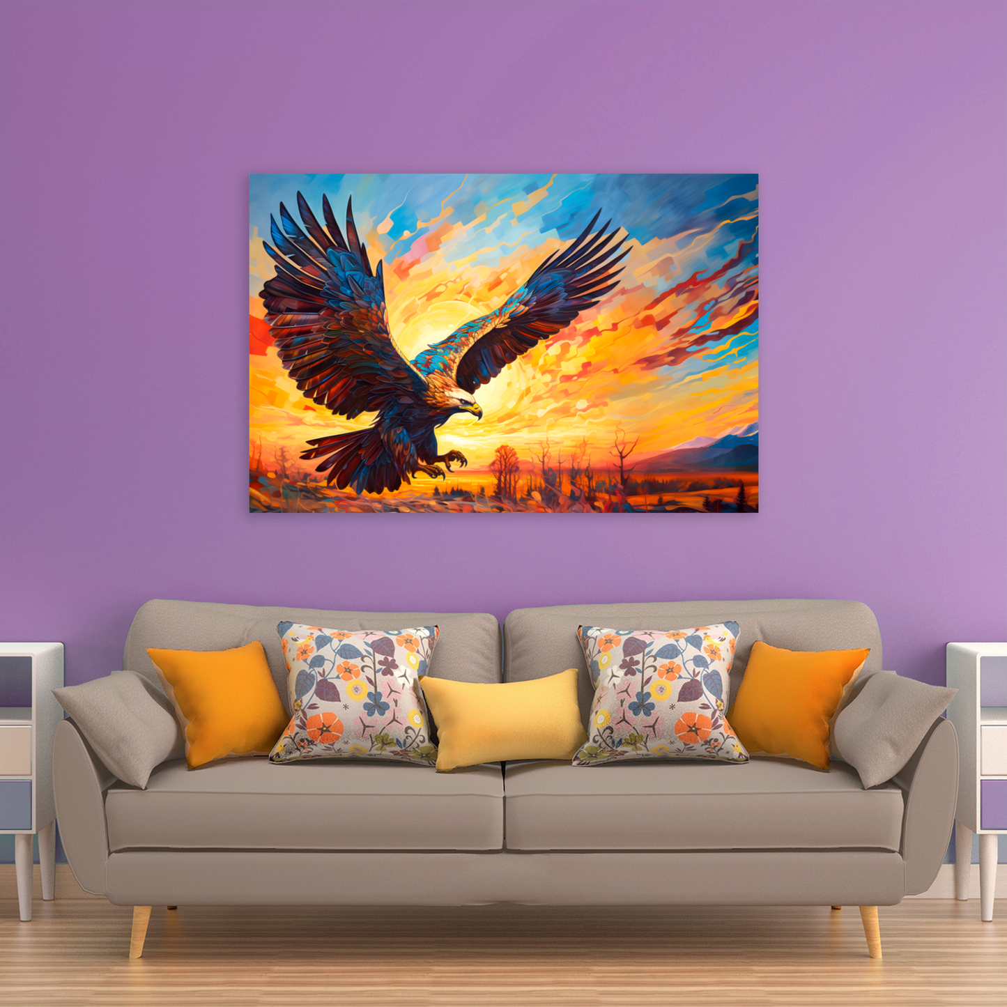 Golden Eagle Deluxe Box Landscape Canvas Print