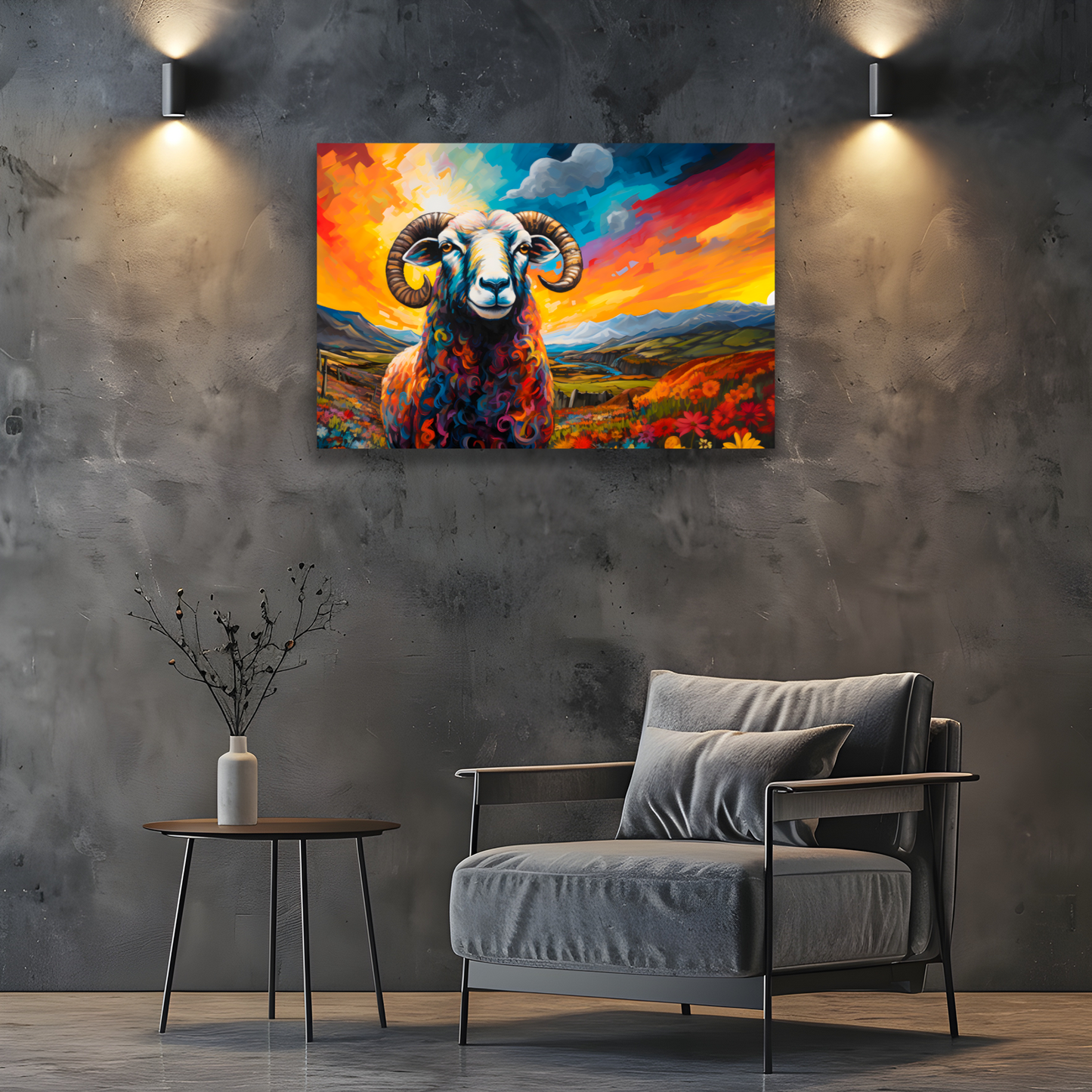 Black Faced Sheep Deluxe Box Landscape Canvas Print