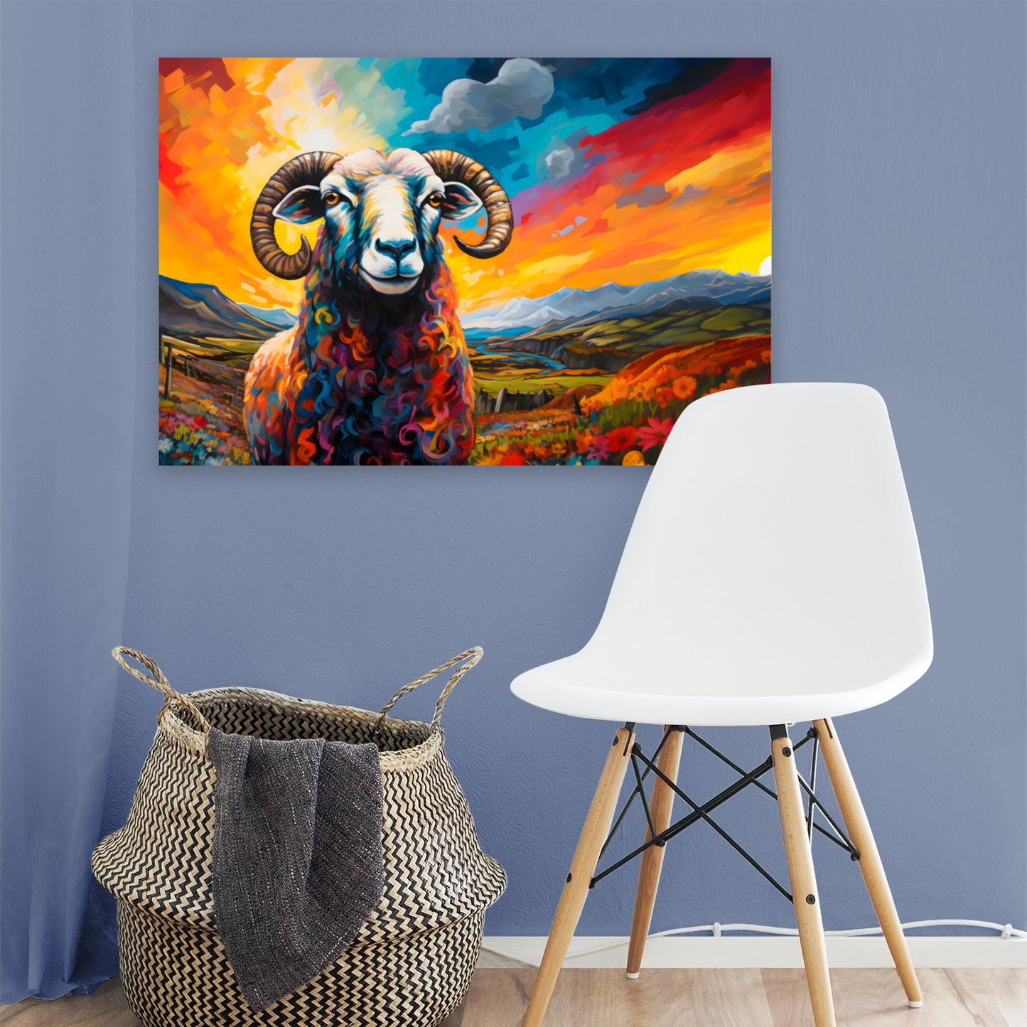 Black Faced Sheep Deluxe Box Landscape Canvas Print