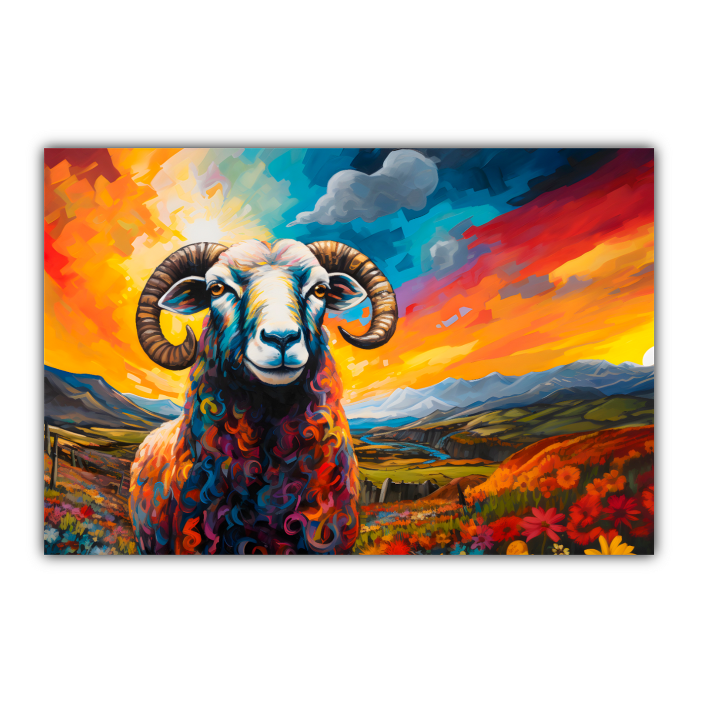 Black Faced Sheep Deluxe Box Landscape Canvas Print