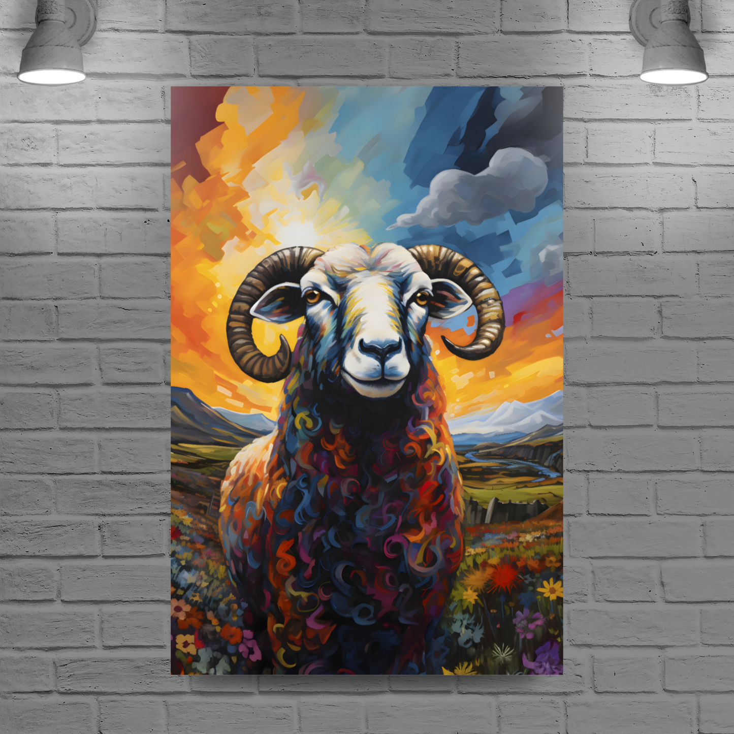 Black Faced Sheep Deluxe Box Portrait Canvas Print