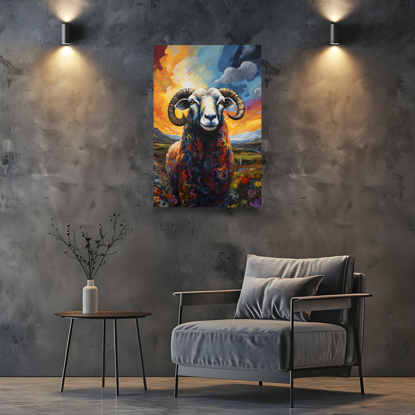 Black Faced Sheep Deluxe Box Portrait Canvas Print