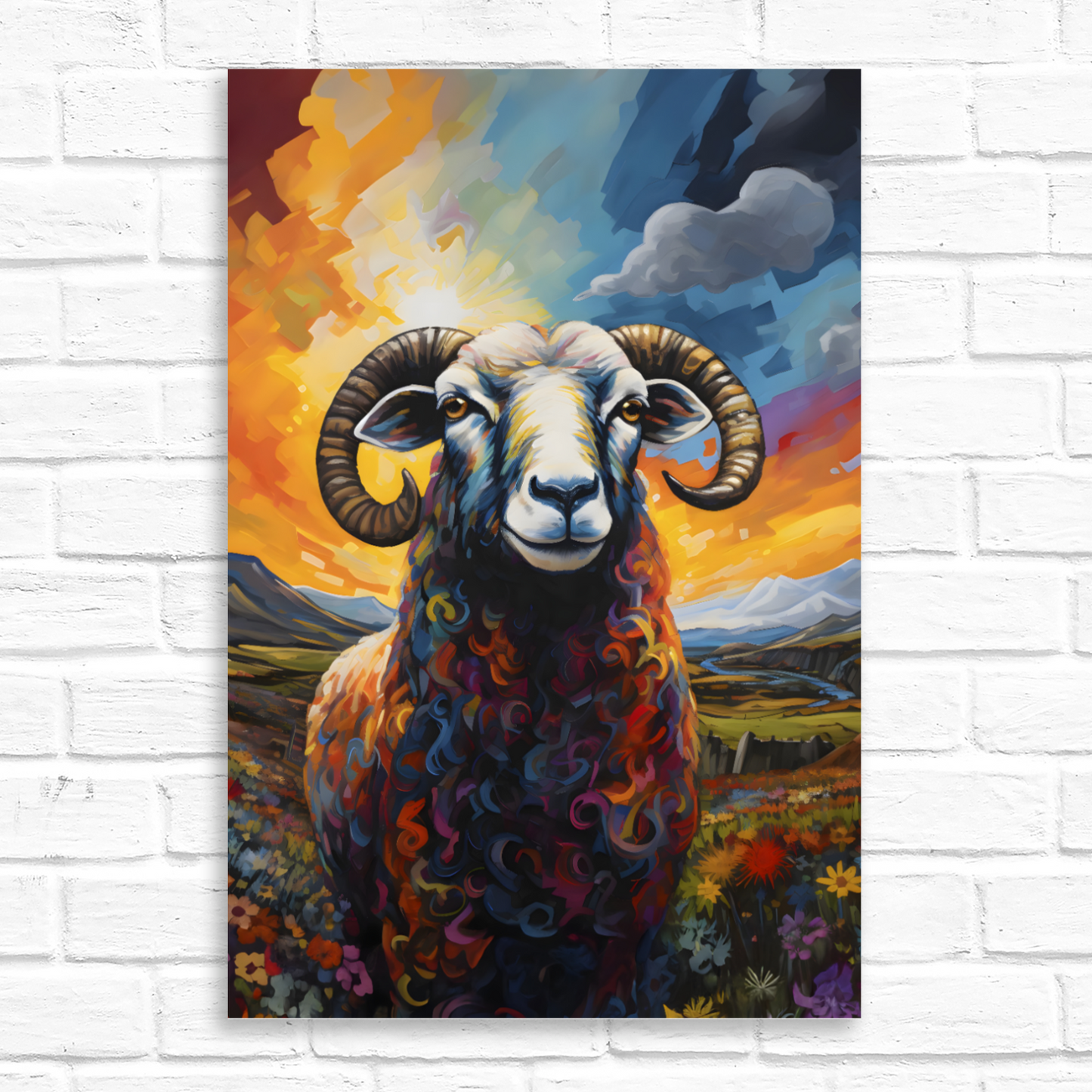 Black Faced Sheep Deluxe Box Portrait Canvas Print