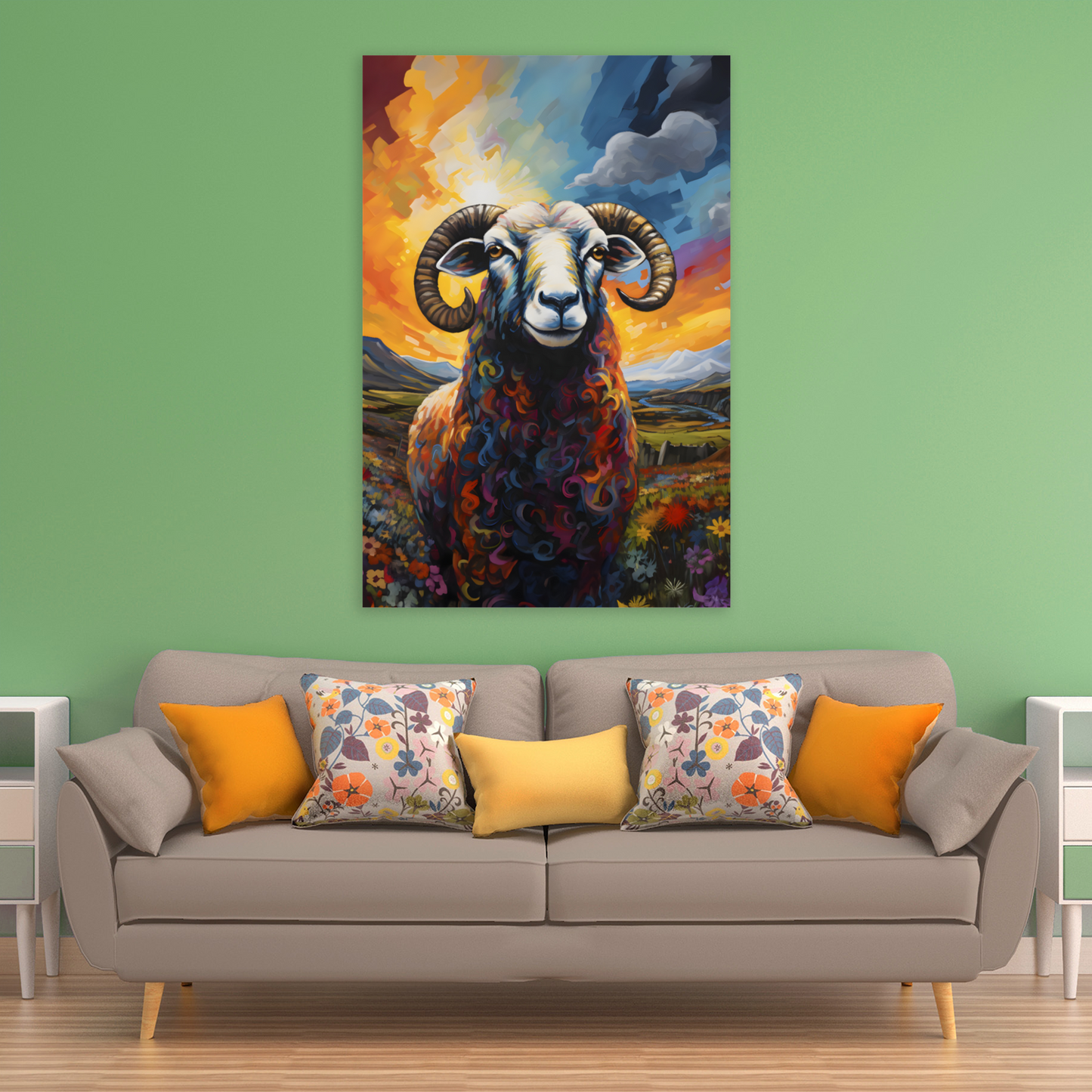 Black Faced Sheep Deluxe Box Portrait Canvas Print