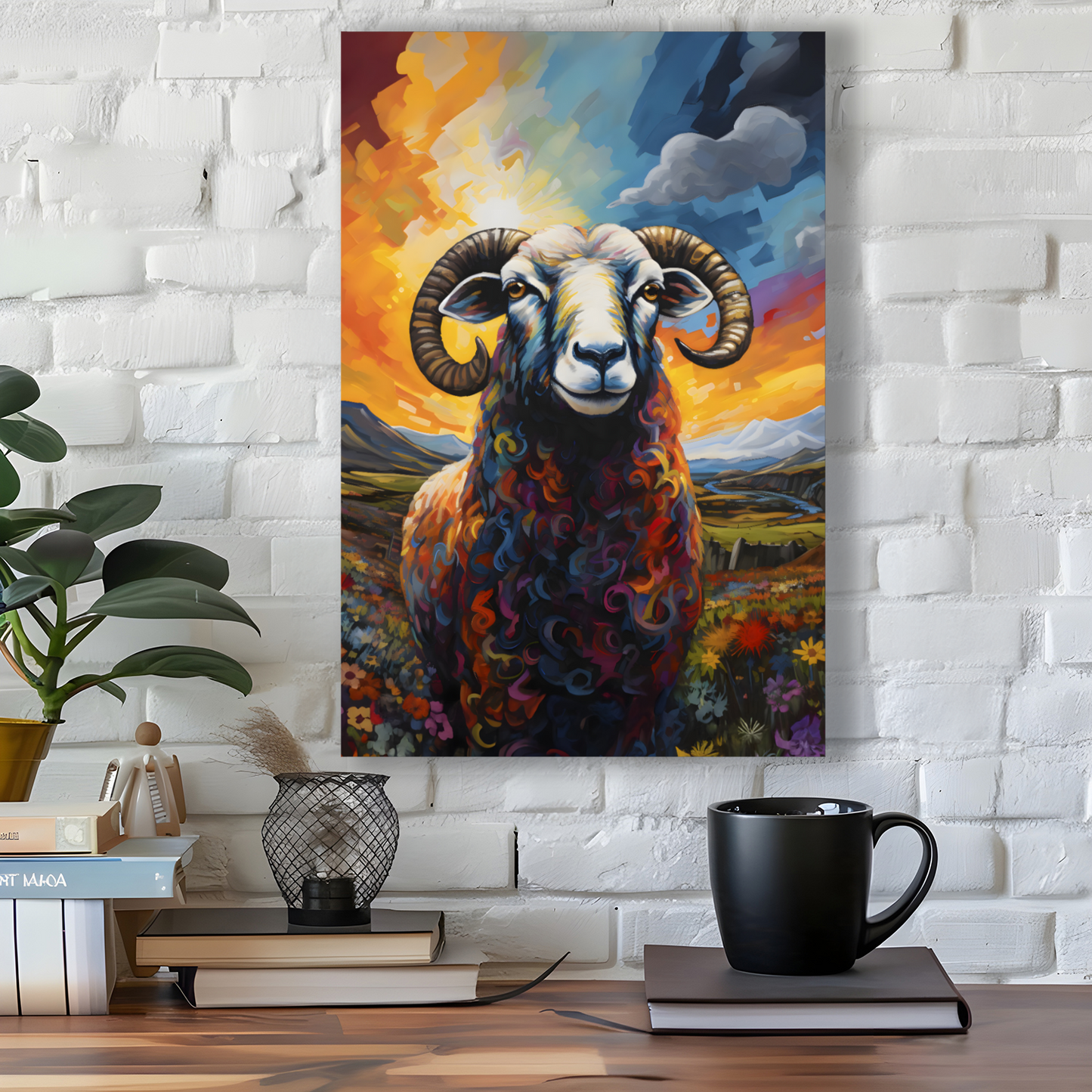 Black Faced Sheep Deluxe Box Portrait Canvas Print