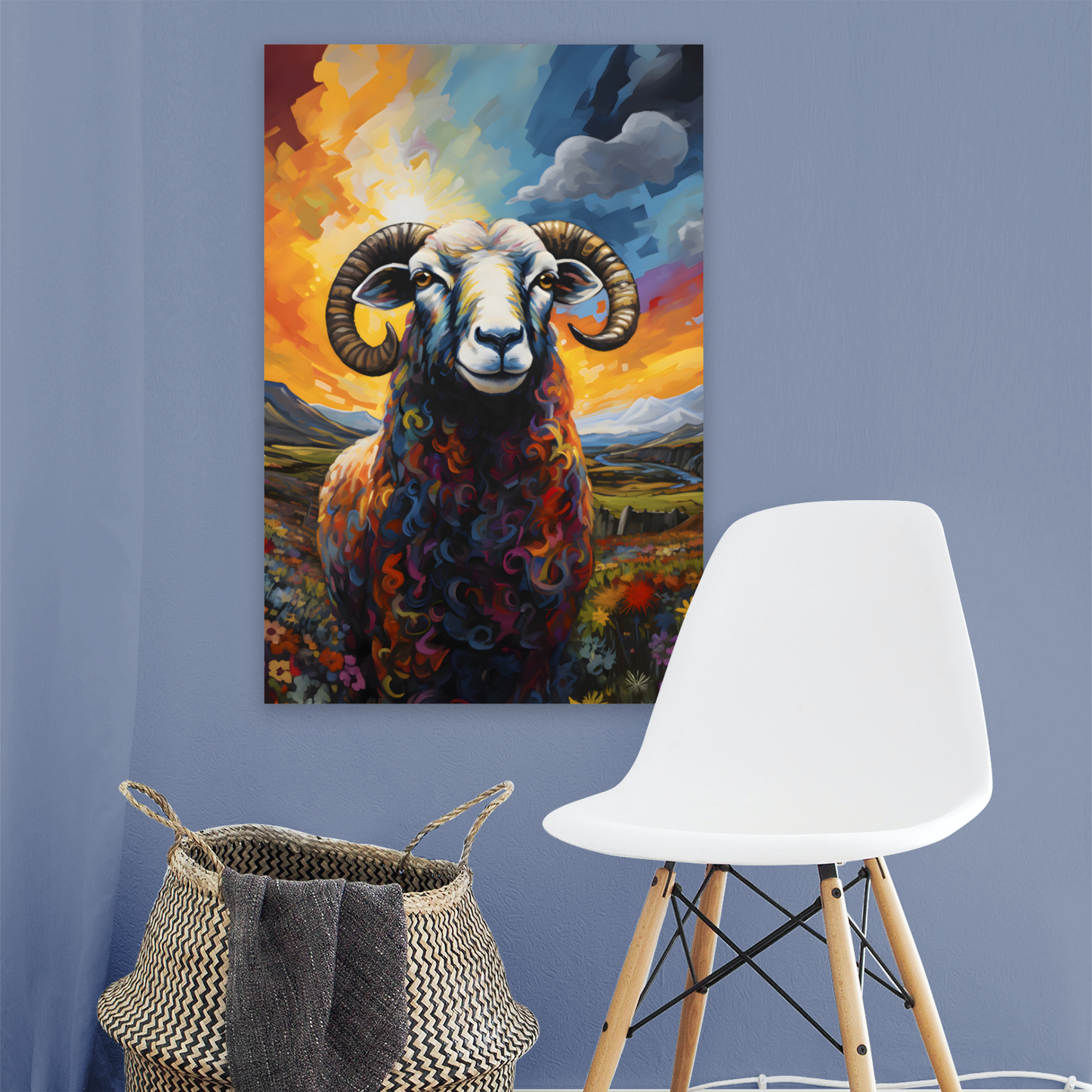 Black Faced Sheep Deluxe Box Portrait Canvas Print