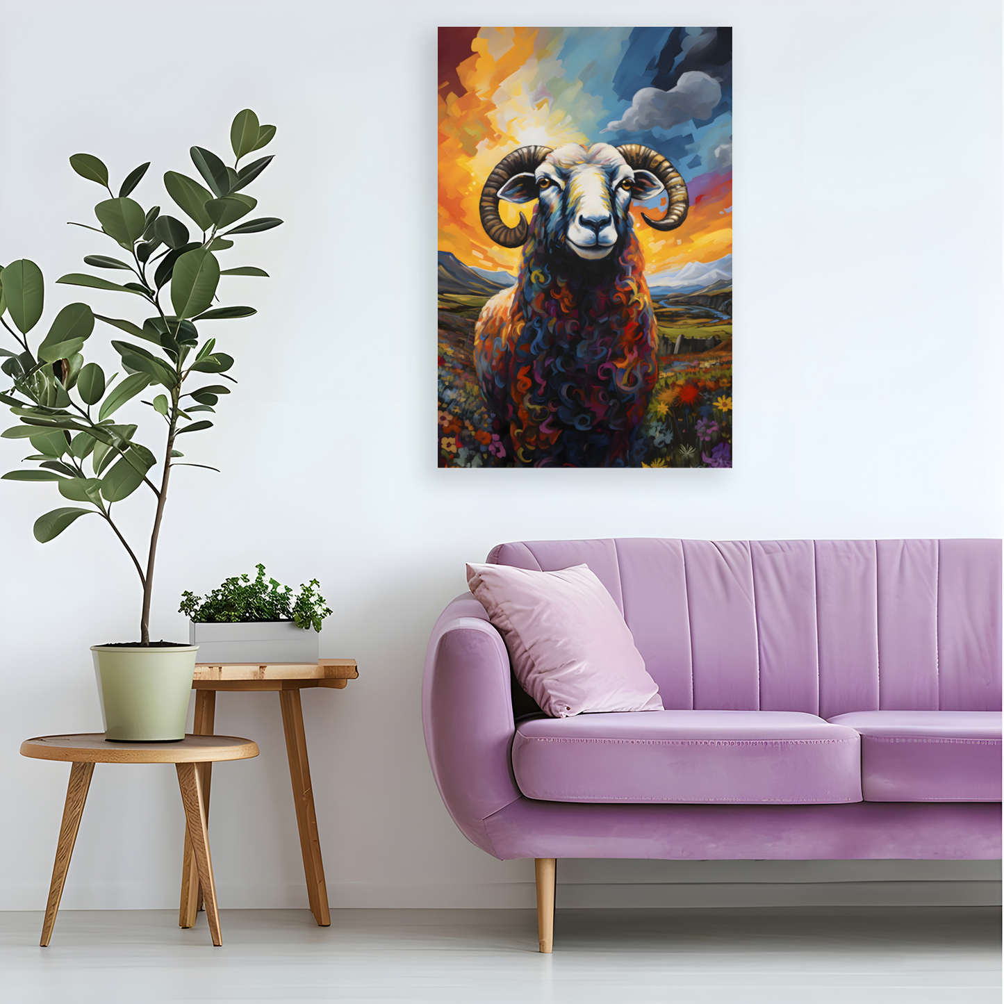 Black Faced Sheep Deluxe Box Portrait Canvas Print