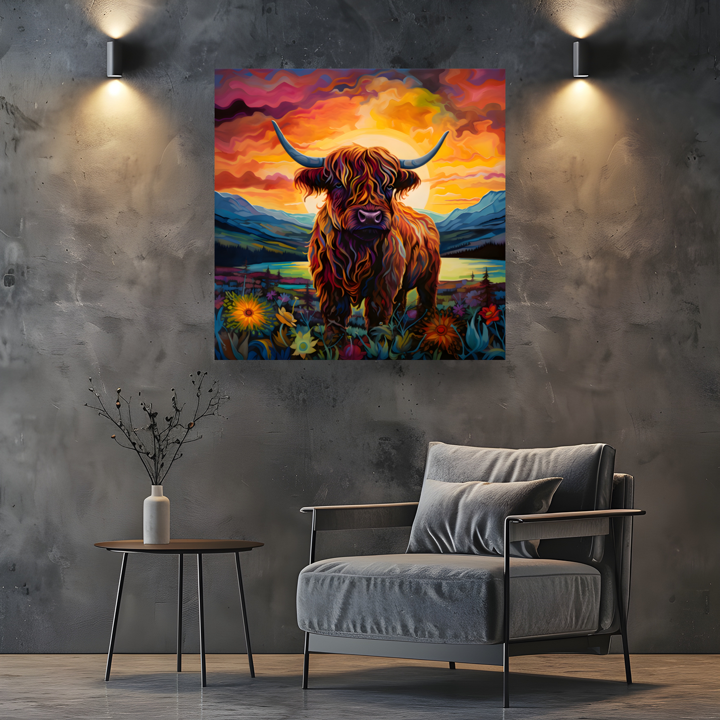 Highland Cow Deluxe Box Square Canvas Print