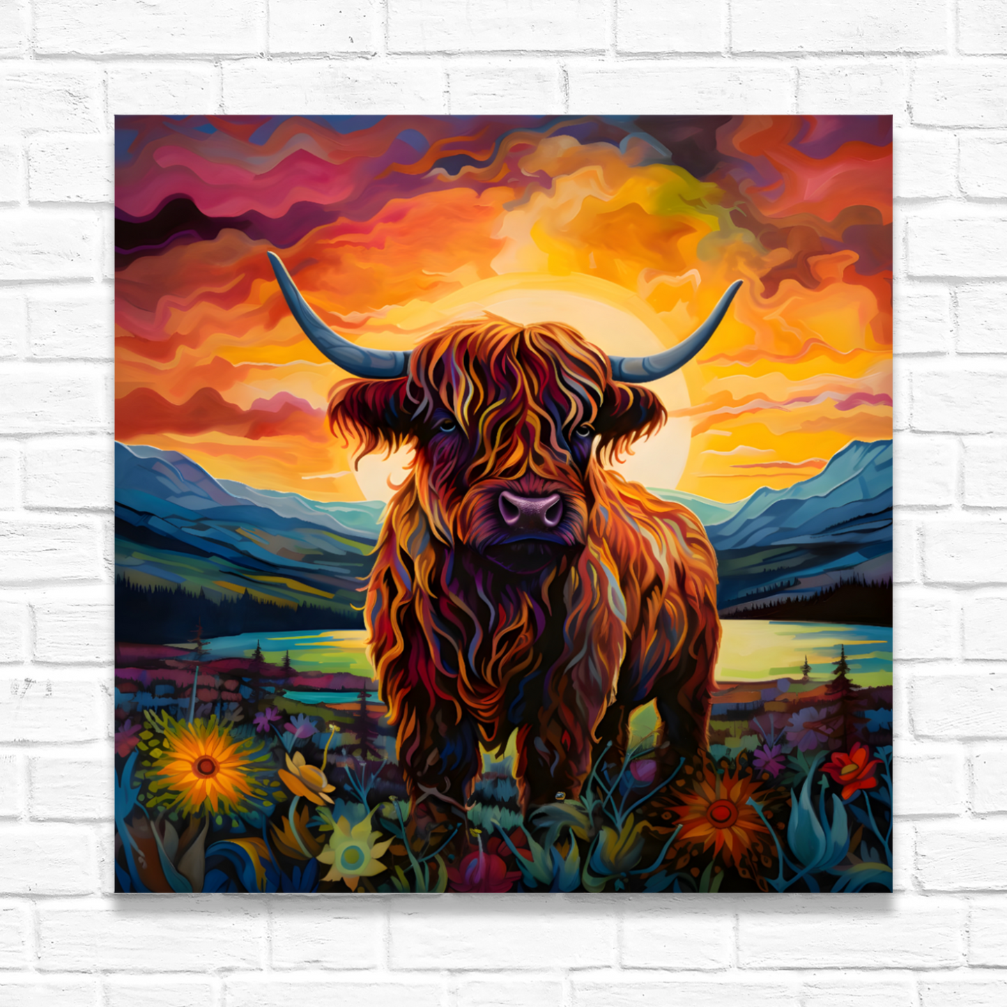 Highland Cow Deluxe Box Square Canvas Print