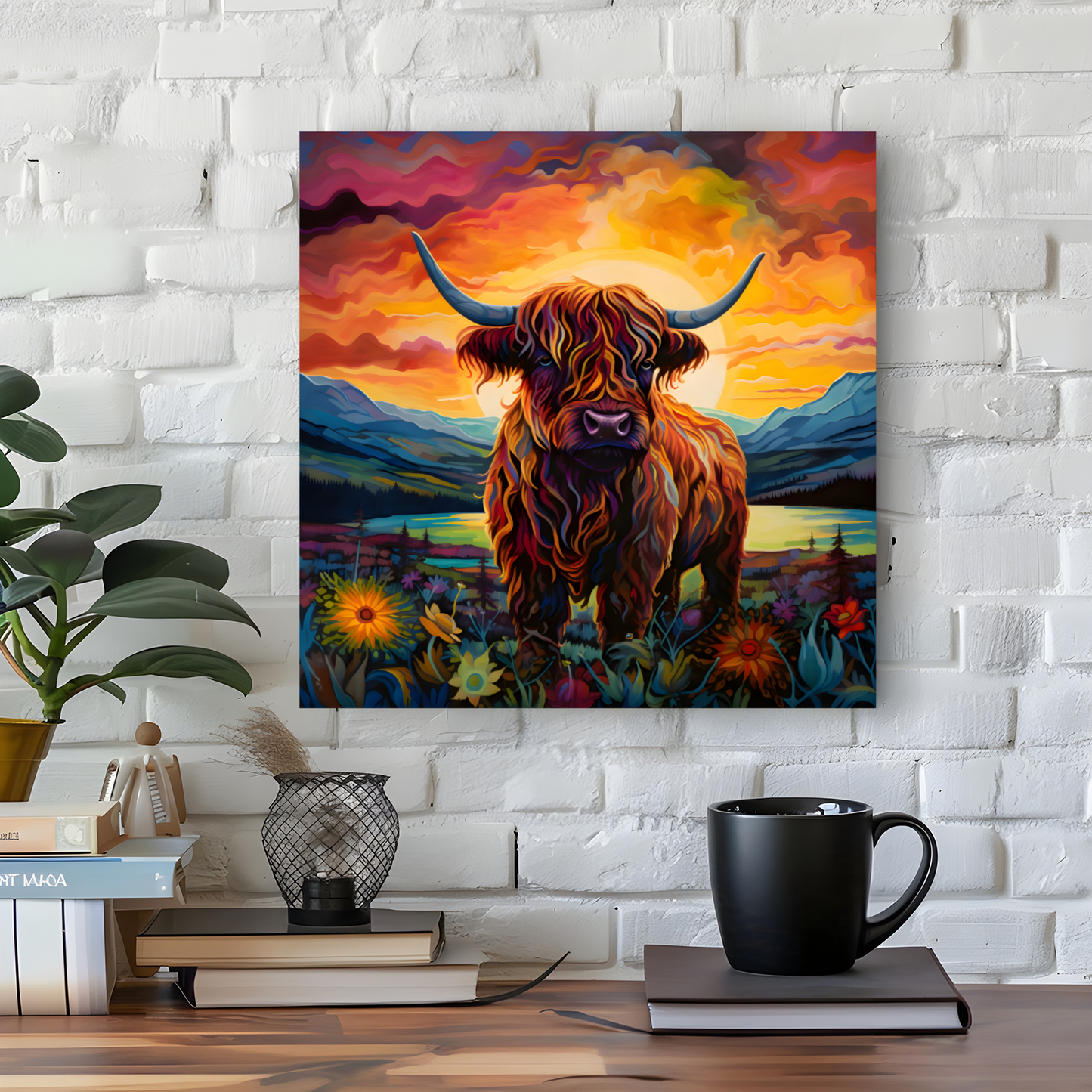 Highland Cow Deluxe Box Square Canvas Print