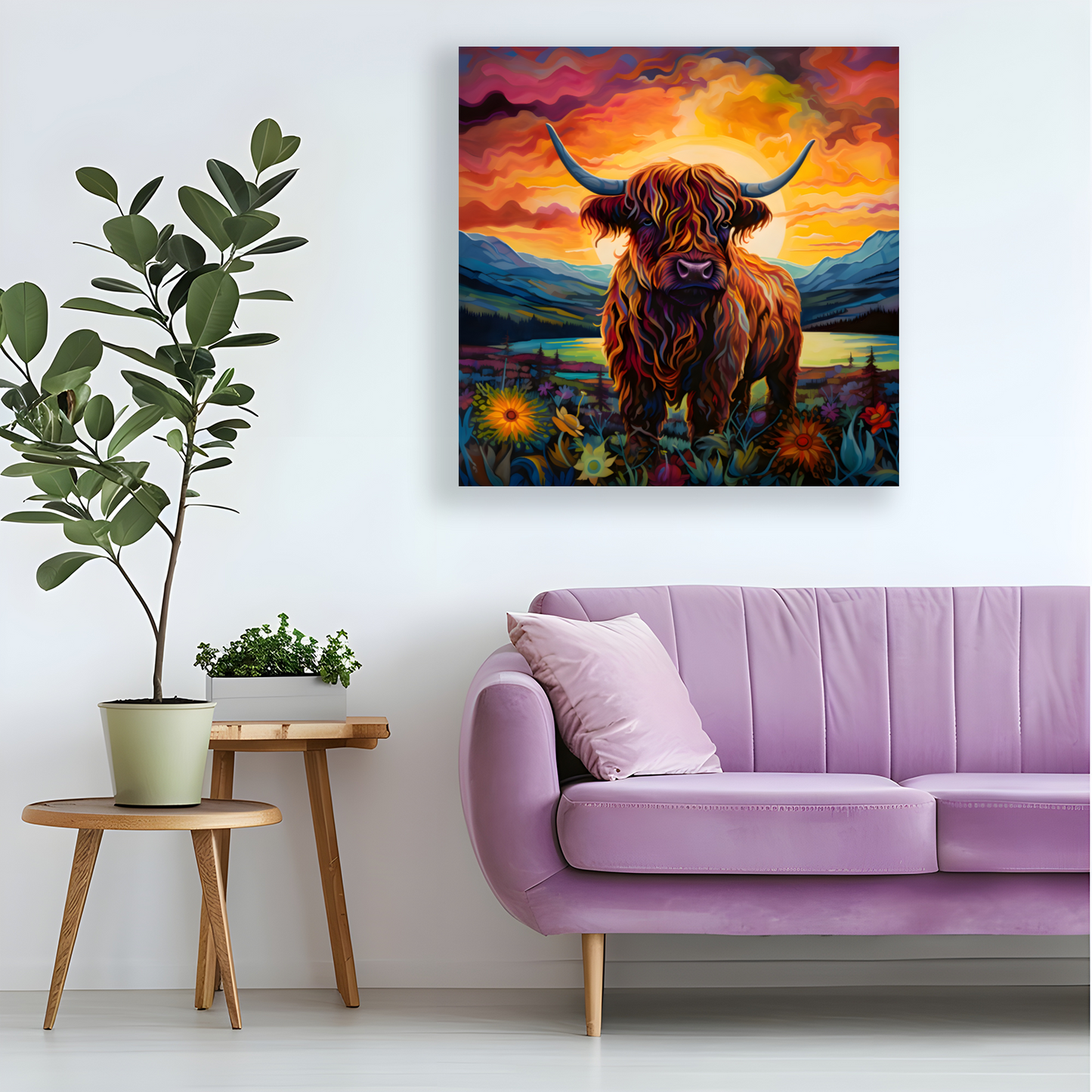 Highland Cow Deluxe Box Square Canvas Print