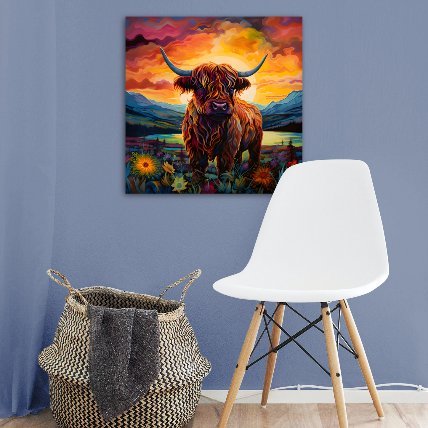 Highland Cow Deluxe Box Square Canvas Print