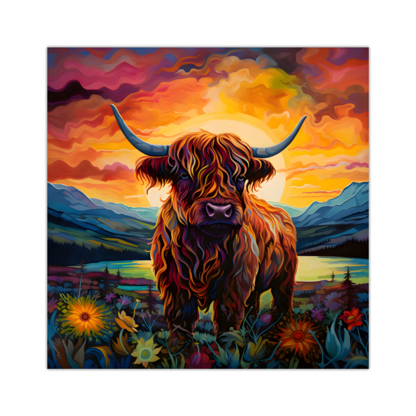 Highland Cow Deluxe Box Square Canvas Print