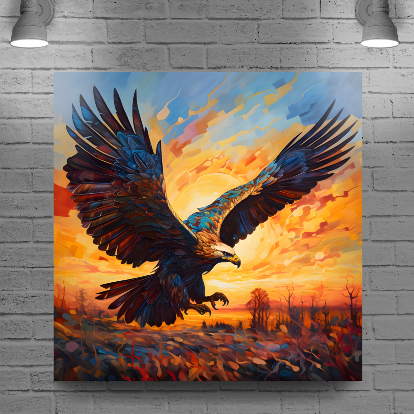 Golden Eagle Deluxe Box Square Canvas Print