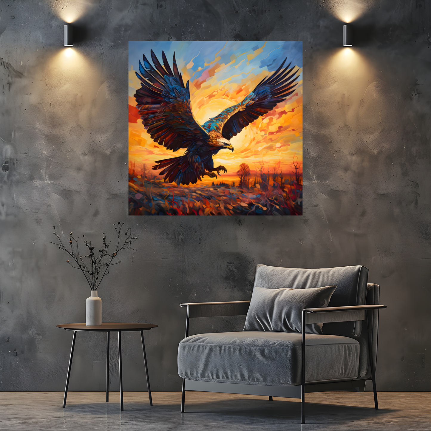 Golden Eagle Deluxe Box Square Canvas Print