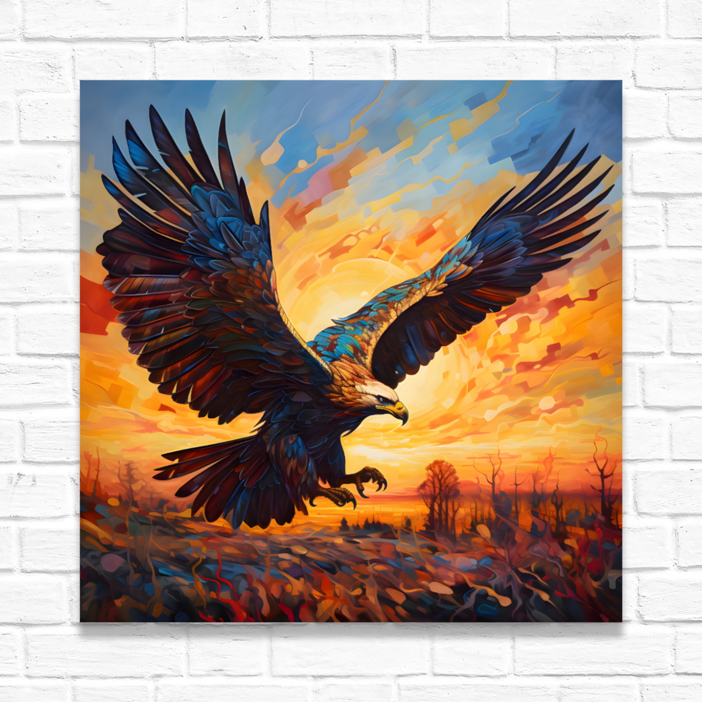 Golden Eagle Deluxe Box Square Canvas Print