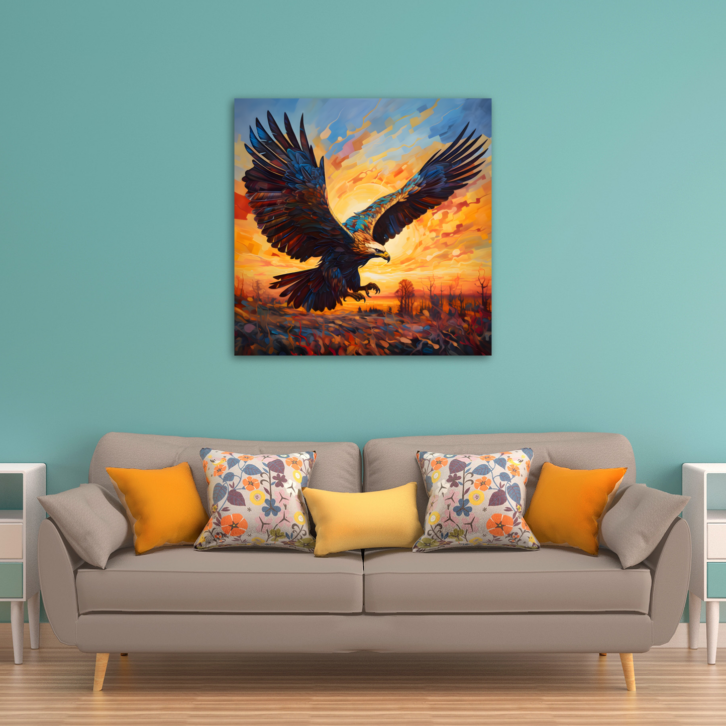 Golden Eagle Deluxe Box Square Canvas Print