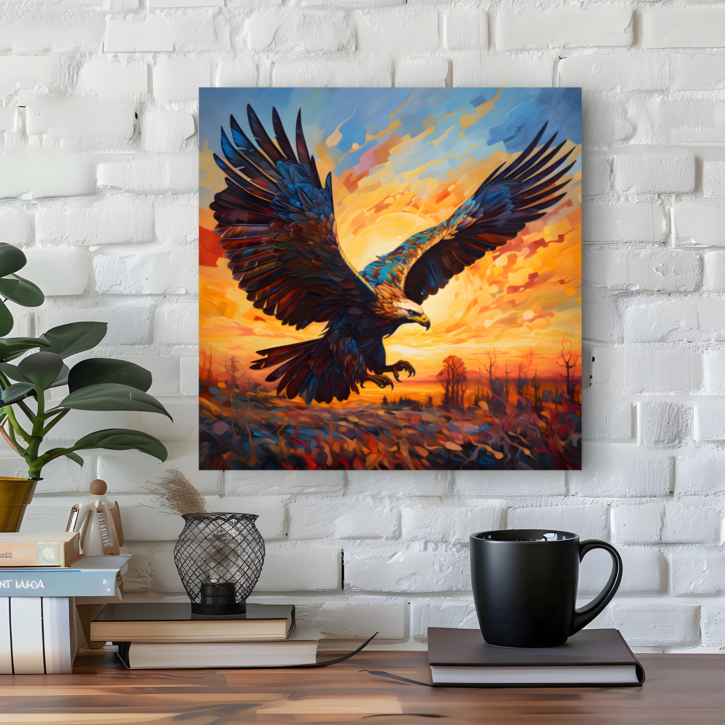 Golden Eagle Deluxe Box Square Canvas Print