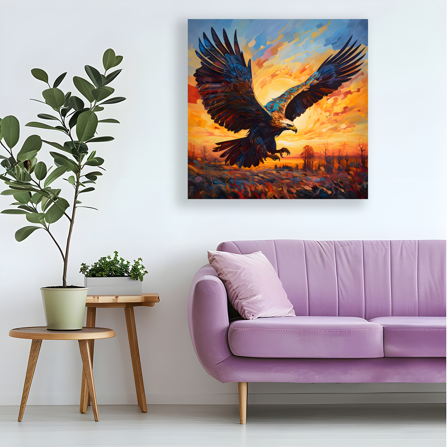 Golden Eagle Deluxe Box Square Canvas Print