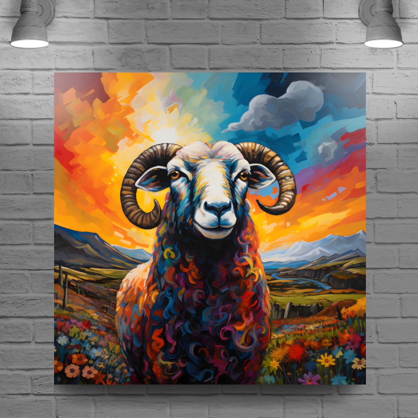 Black Faced Sheep Deluxe Box Square Canvas Print