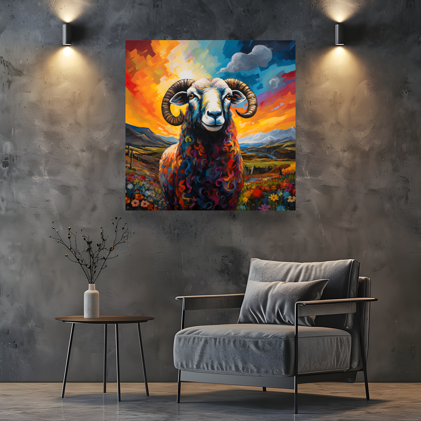 Black Faced Sheep Deluxe Box Square Canvas Print