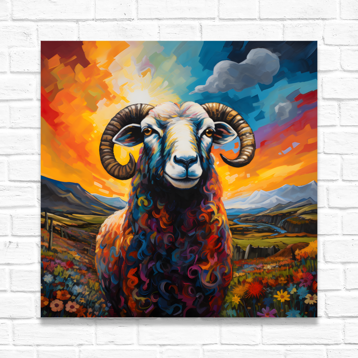 Black Faced Sheep Deluxe Box Square Canvas Print