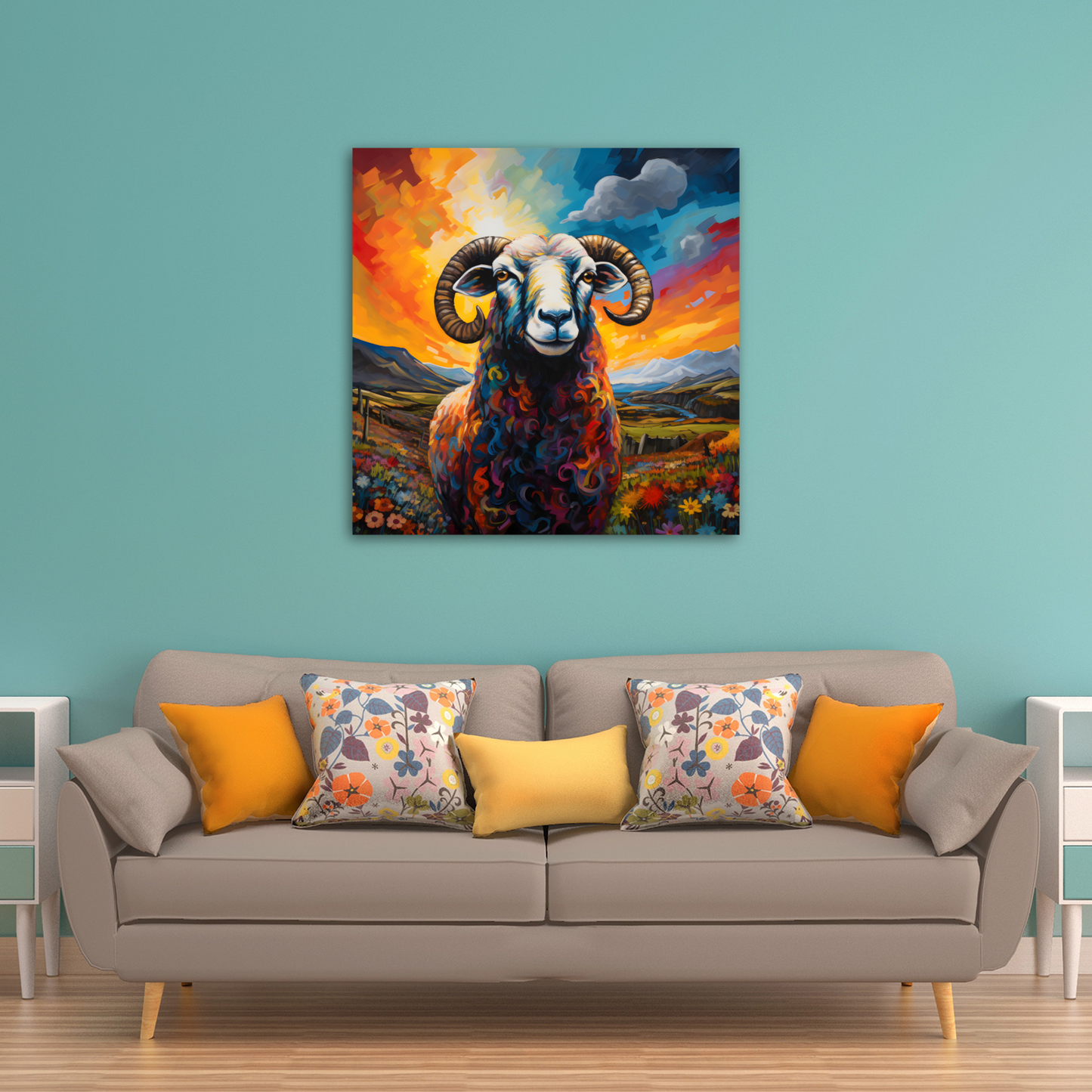 Black Faced Sheep Deluxe Box Square Canvas Print