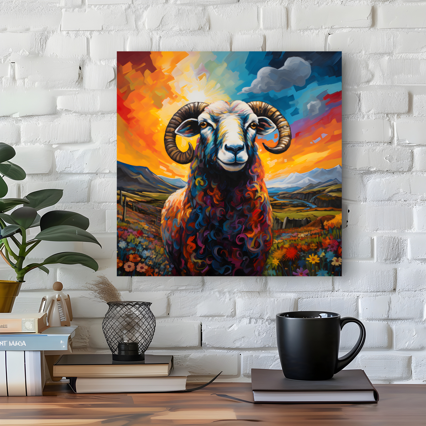 Black Faced Sheep Deluxe Box Square Canvas Print