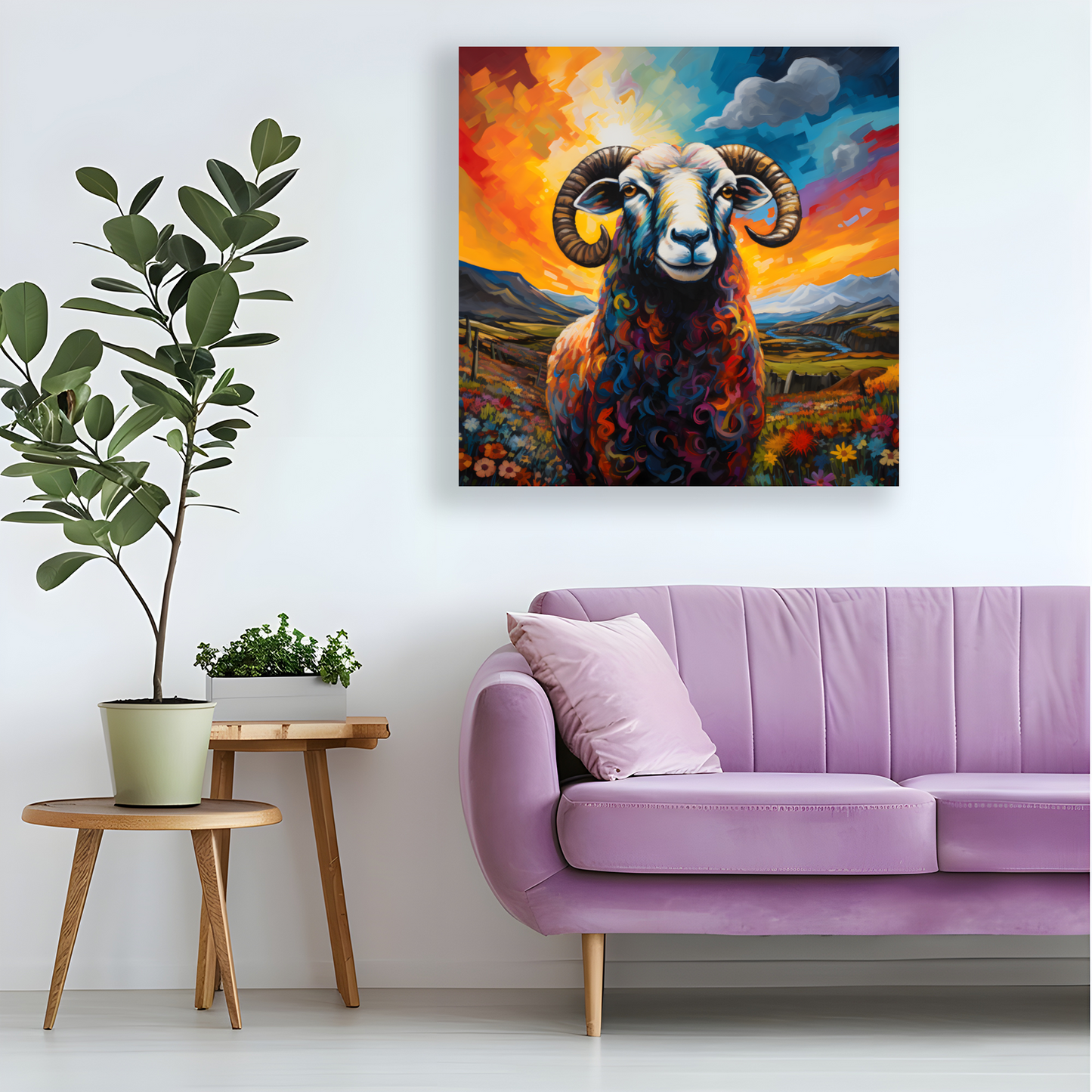 Black Faced Sheep Deluxe Box Square Canvas Print