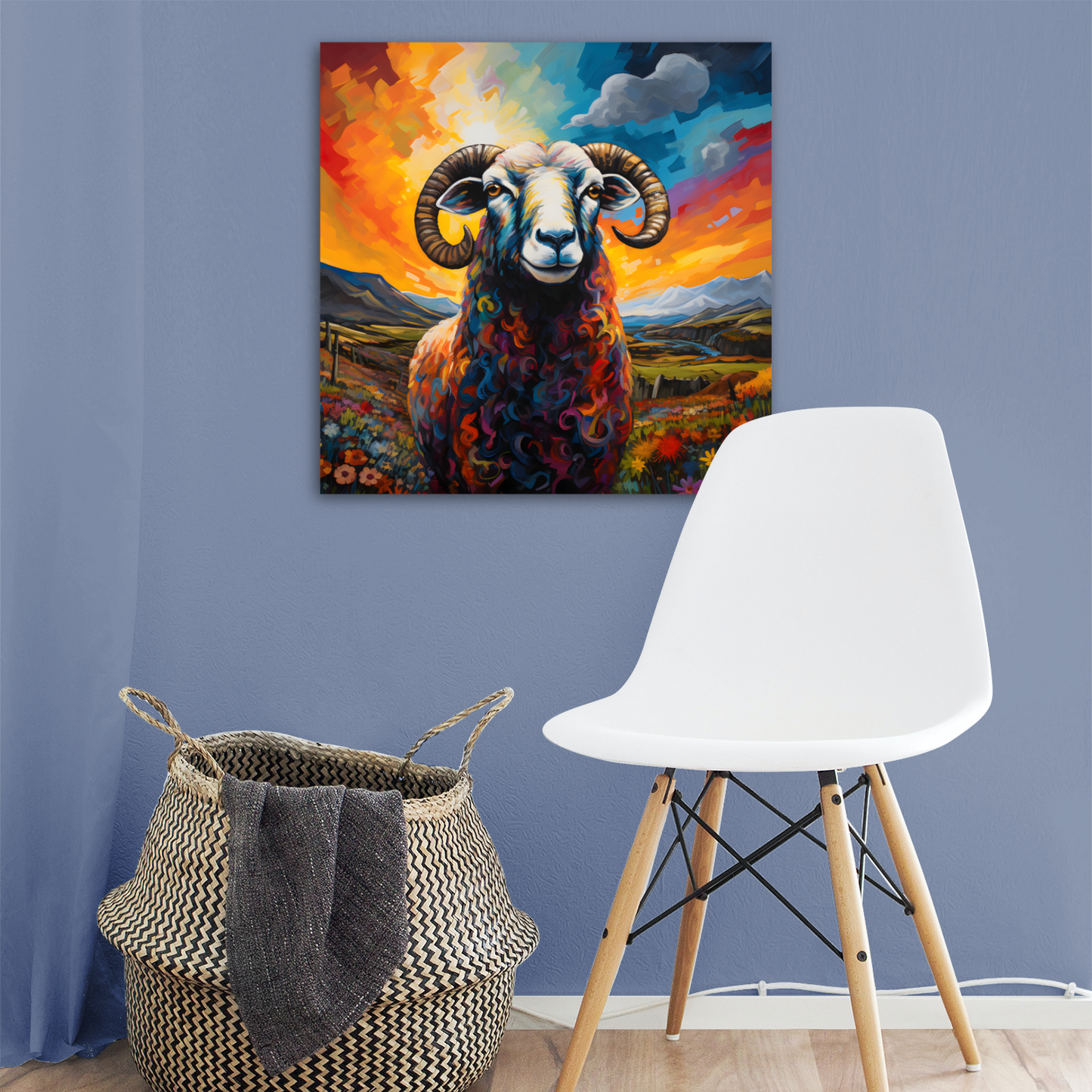 Black Faced Sheep Deluxe Box Square Canvas Print