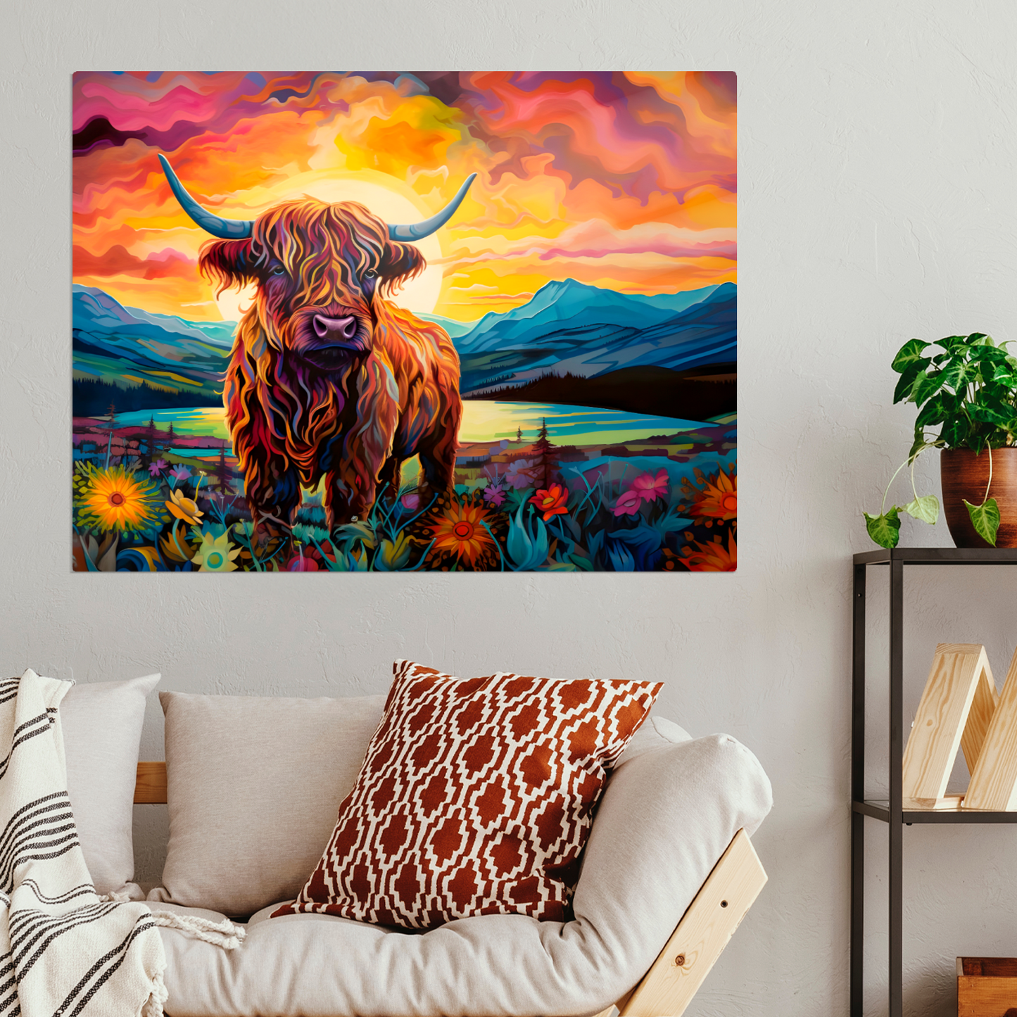 Highland Cow  Premium Landscape Aluminum Prints