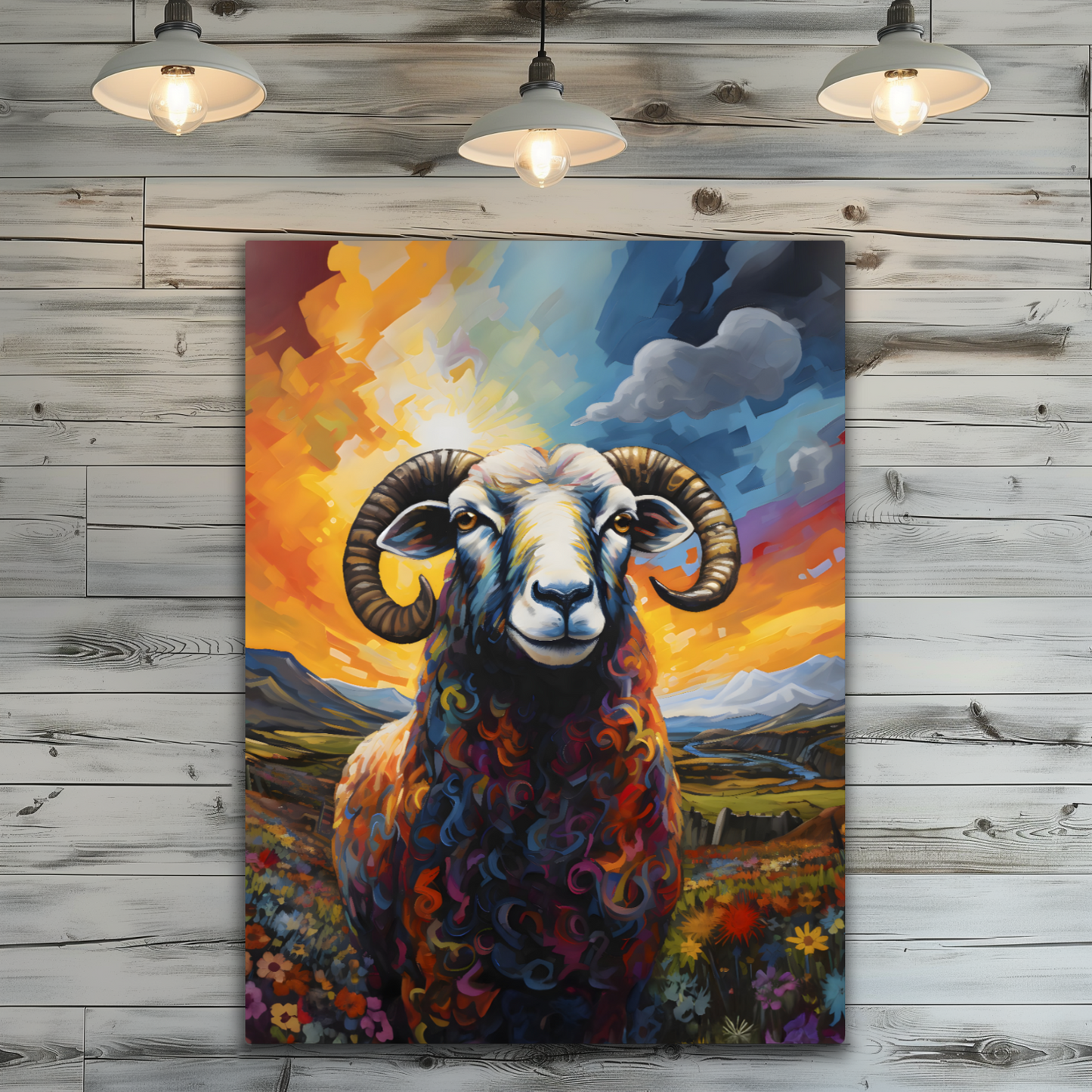 Black Face Sheep Premium Portrait Aluminum Prints