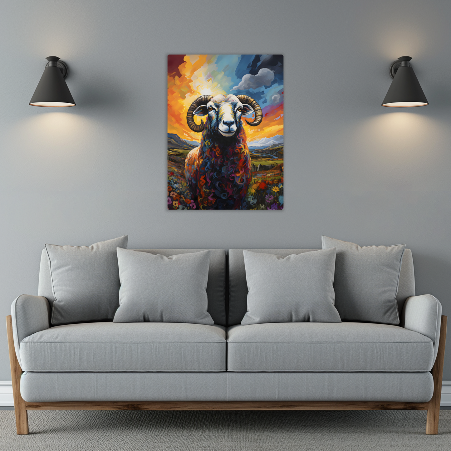 Black Face Sheep Premium Portrait Aluminum Prints