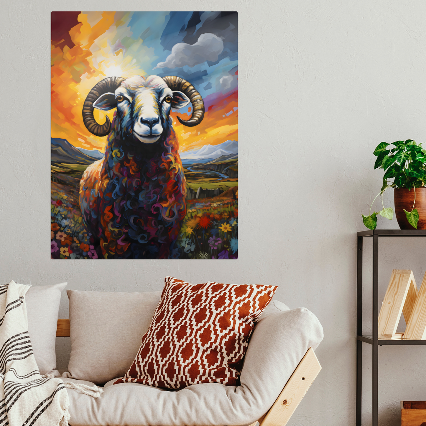 Black Face Sheep Premium Portrait Aluminum Prints