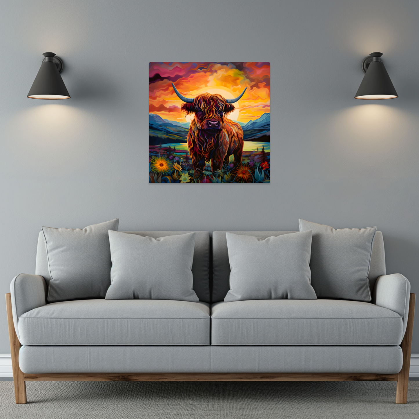 Highland Cow Premium Square Aluminum Prints