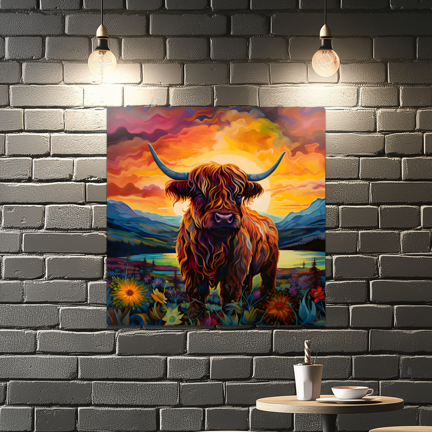 Highland Cow Premium Square Aluminum Prints