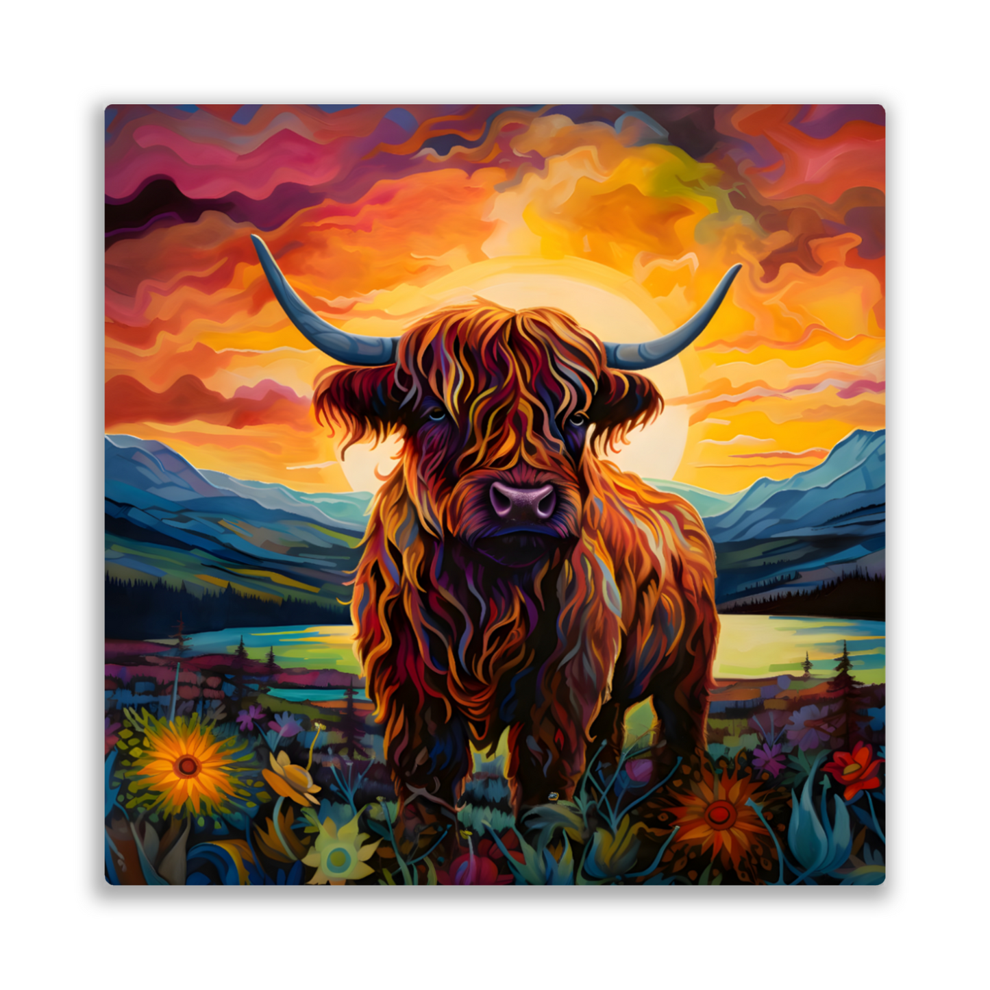 Highland Cow Premium Square Aluminum Prints