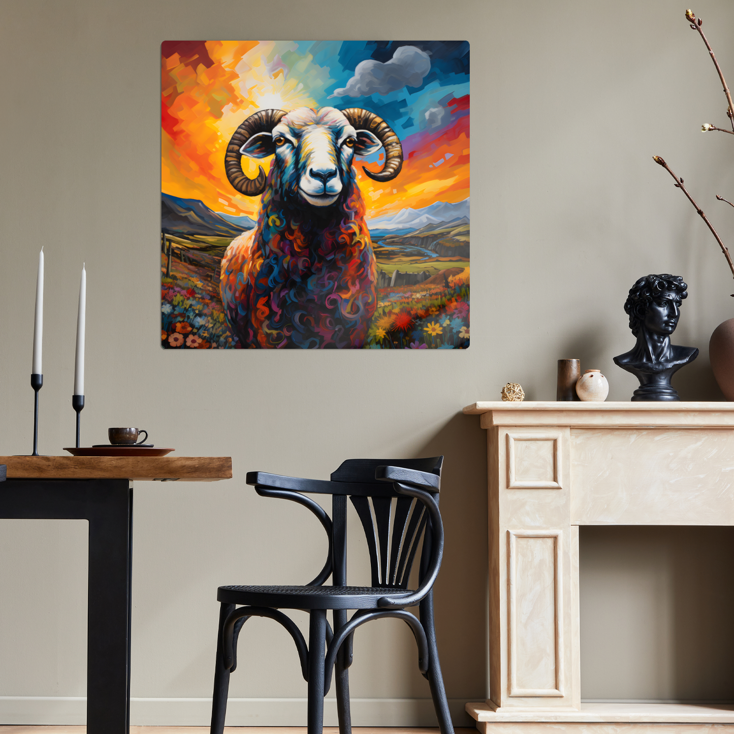 Black Faced Sheep Premium Square Aluminum Prints