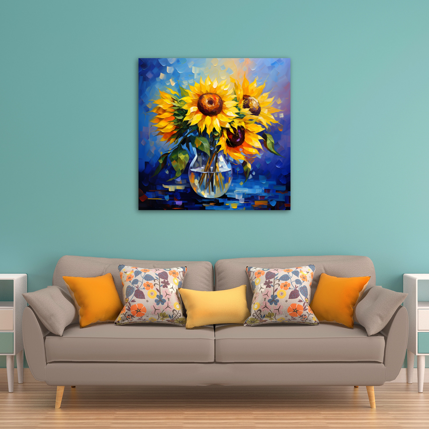 Azure Embrace  Deluxe Box Square Canvas Prints